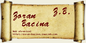 Zoran Baćina vizit kartica